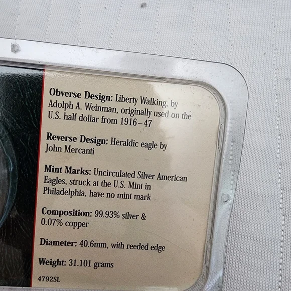 2001 Silver American Eagle Coin One Dollar - Picture 4 of 4